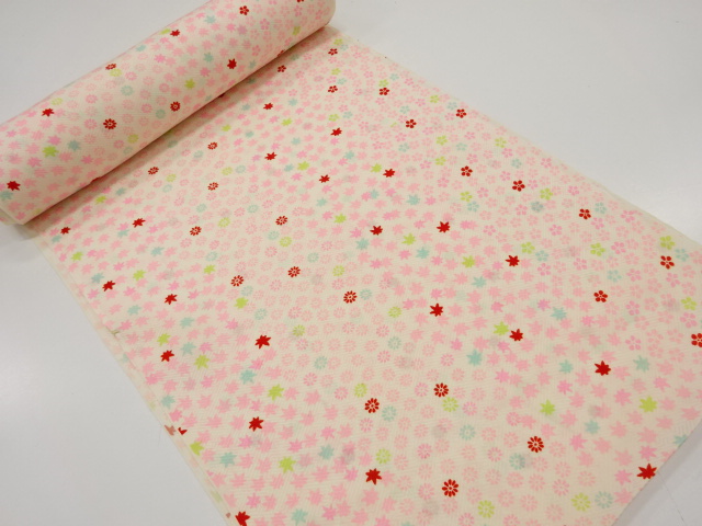 アンティーク　菊に楓模様　長襦袢地反物